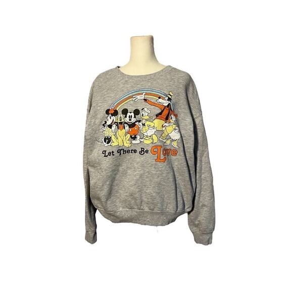 Disney Tops - Disney Let There Be Love Rainbow Sweatshirt Pullover Grey Sz XL